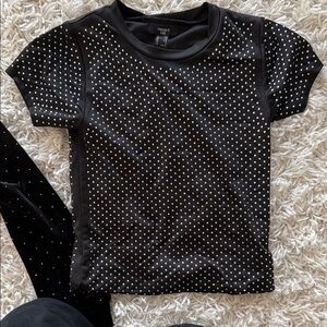 Black Studded Short Sleeve Top